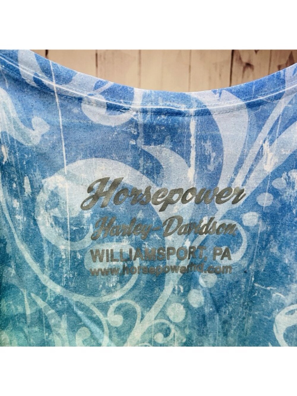 Harley Davidson Women's 2XL Shirt Williamsport PA Horsepower Blue Green Floral - Picture 3 of 4